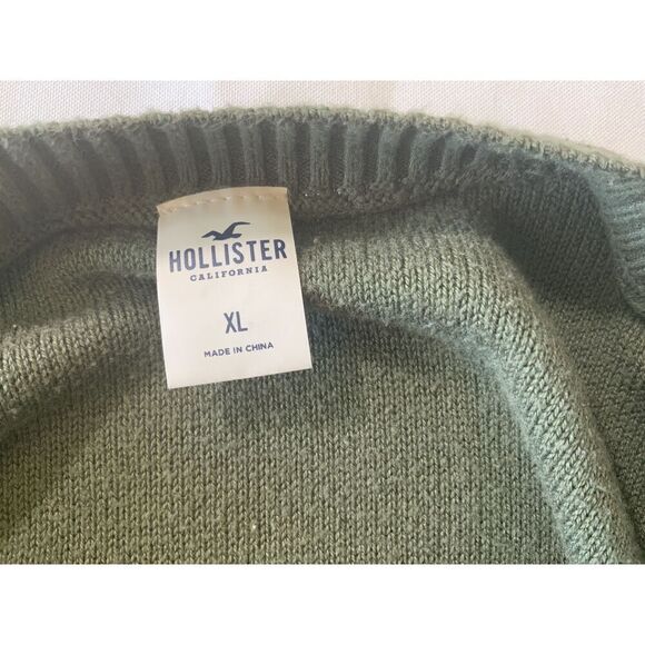 Hollister Green Long Sleeve V Neck Tie Front Ribbed Sweater Size Extra Large - Picture 8 of 12